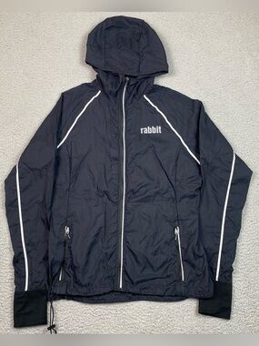 Rabbit Running Rain Jacket Women's Size M Full Zip Lightweight Packable Black